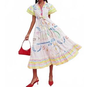 NEW BEULAHSTYLE graffiti dress in white